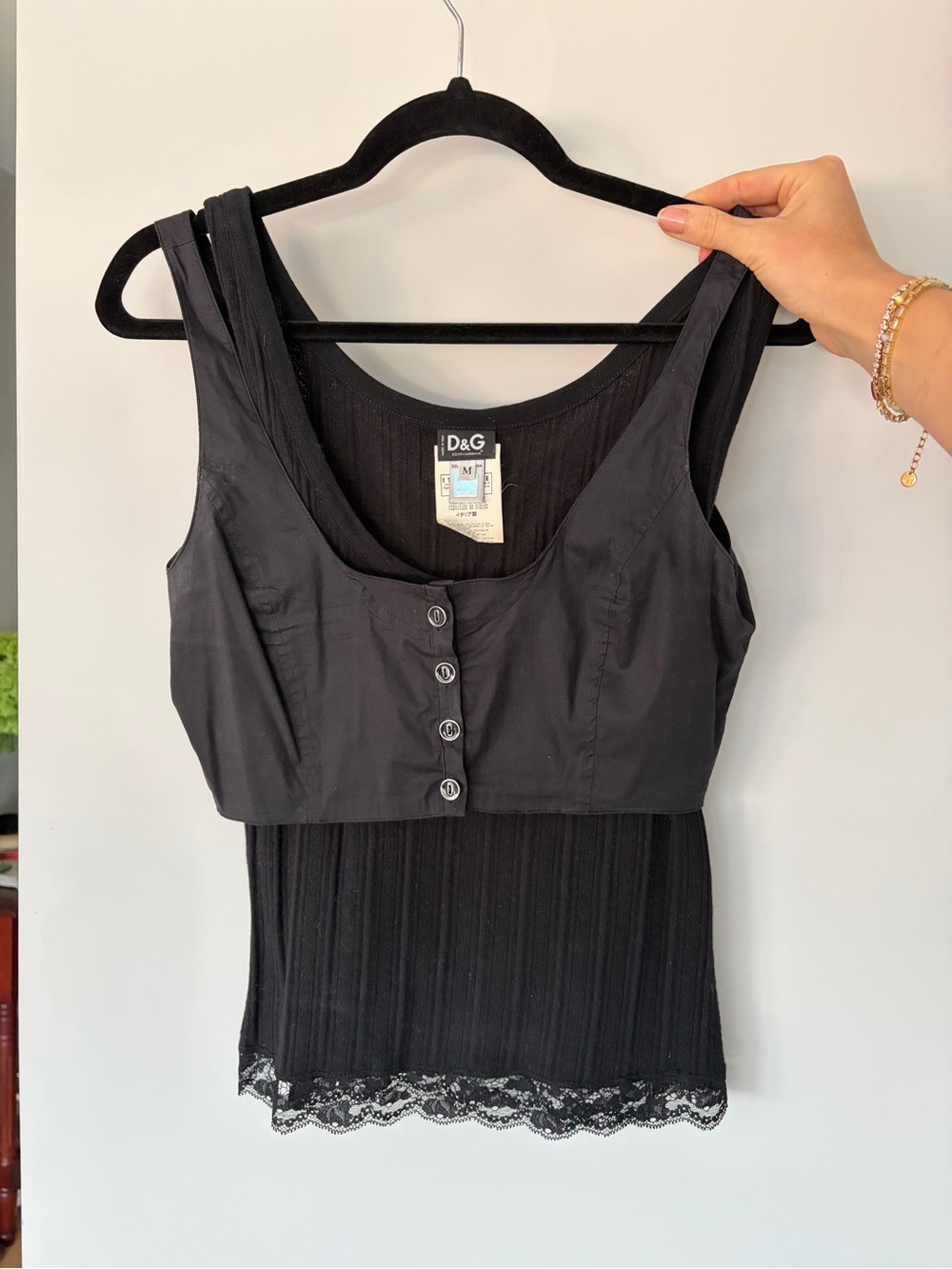 Dolce & Gabbana 2 Layer Corset
Vest Logo Tank with Lace Trim Medium